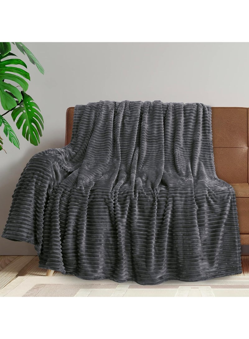 T G H Striped Flannel Fleece Blanket Plush Throw Blanket Super Soft Single Size (160x220cm) for Bed and Sofas, Luxurious Warm and Comfortable  - Image 4