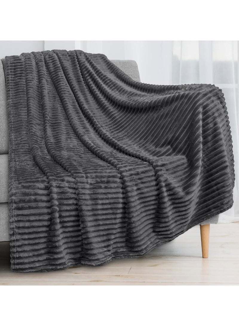 T G H Striped Flannel Fleece Blanket Plush Throw Blanket Super Soft Single Size (160x220cm) for Bed and Sofas, Luxurious Warm and Comfortable  - Image 5