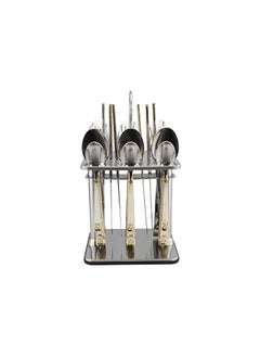 Berger 24 Piece Silverware Flatware Cutlery Set With Square Stand, Stainless Steel Includes 6 Knife, 6 Fork, 6 Tea Spoon, 6 Dinner Spoon, Mirror Polished, Dishwasher Safe  - Image 3