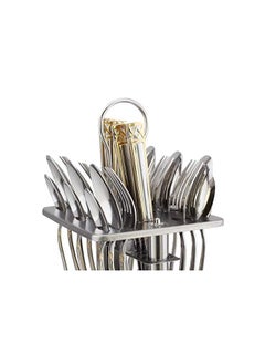 Berger 24 Piece Silverware Flatware Cutlery Set With Square Stand, Stainless Steel Includes 6 Knife, 6 Fork, 6 Tea Spoon, 6 Dinner Spoon, Mirror Polished, Dishwasher Safe  - Image 4