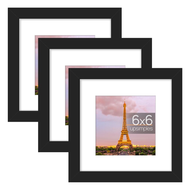 أبس سيمبلز مجموعة إطار صورة 6x6 مصنوعة من 3 مصنوعة من زجاج عالي الدقة لـ 4x4 ​​مع حصيرة أو 6x6 بدون جدار حصيرة وشاشة عرض إطارات صور سوداء - Image 1