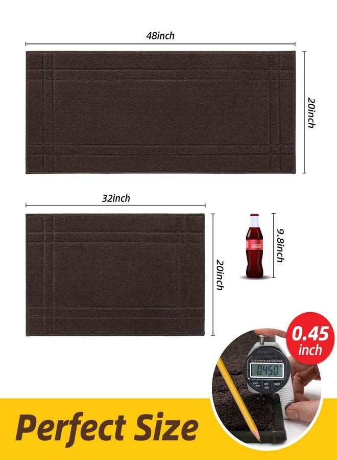 JSEI Kitchen Mats for Floor, Non-Slip Kitchen Rugs, Soft Washable Absorbent Kitchen Mats 2 PCS, Kitchen Runner Rug with TPR Backing, Polyester, 20"x32"+20"x48", Brown - Image 2