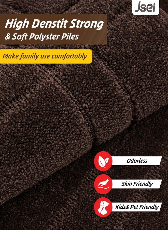 JSEI Kitchen Mats for Floor, Non-Slip Kitchen Rugs, Soft Washable Absorbent Kitchen Mats 2 PCS, Kitchen Runner Rug with TPR Backing, Polyester, 20"x32"+20"x48", Brown - Image 4