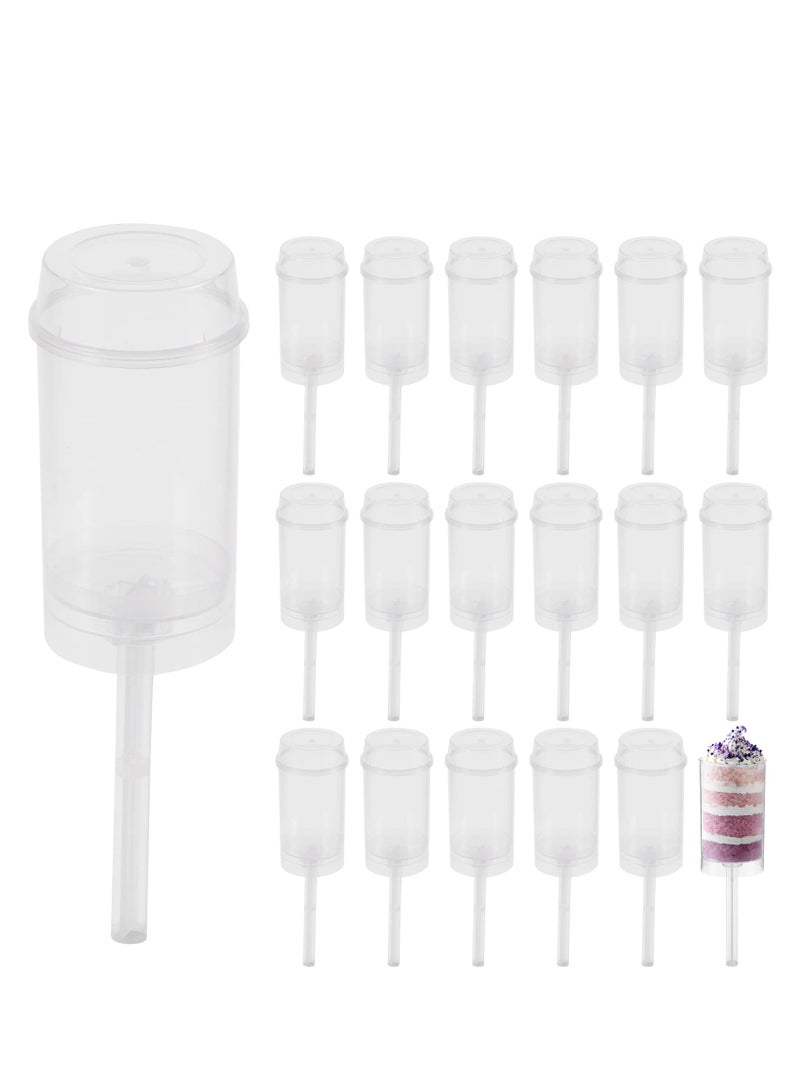 SYOSI 20Pcs Cake Pop Shooter, Plastic Cake Stand, Clear Cake Holders Push Ice Cream Containers with Lids Base and Sticks for Bakery Cake Shop Ice Cream Baking Molding - Image 1