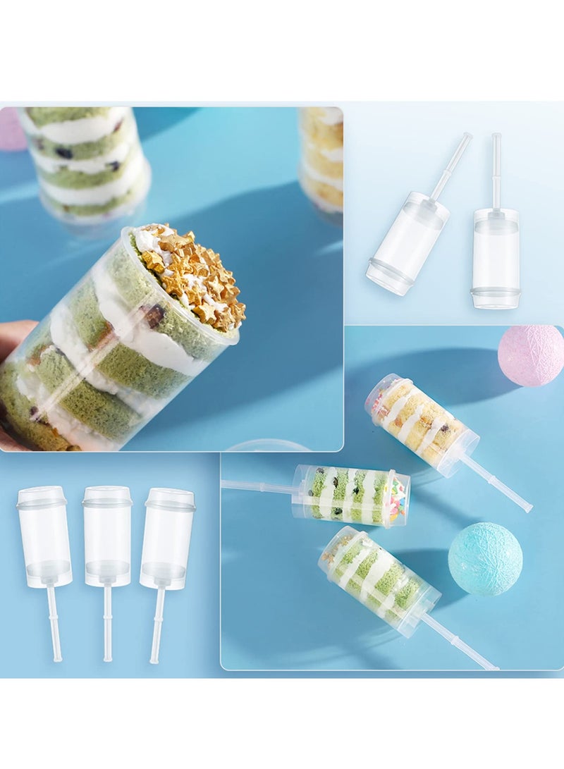 SYOSI 20Pcs Cake Pop Shooter, Plastic Cake Stand, Clear Cake Holders Push Ice Cream Containers with Lids Base and Sticks for Bakery Cake Shop Ice Cream Baking Molding - Image 4