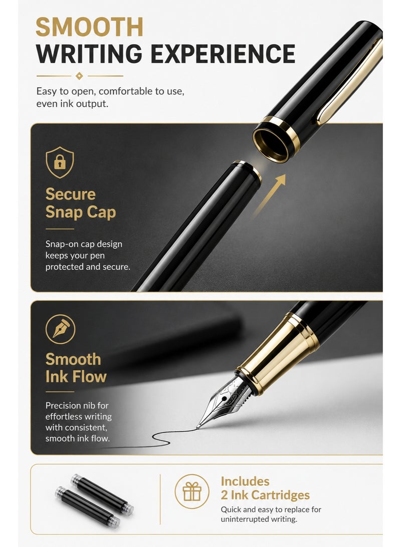 Beyond Fountain Pen Set with Gift Box, 0.5mm Fine Nib Metal Fountain Pen, Refillable, High-End Writing Pen for Men & Women - Image 5