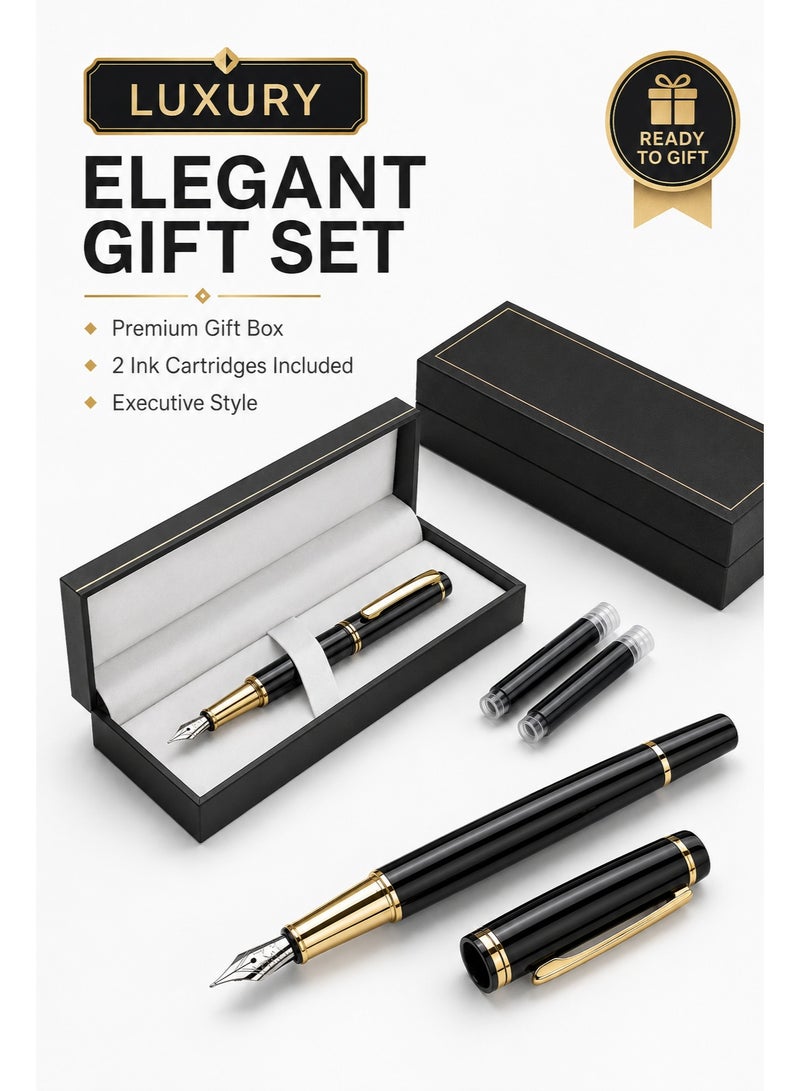 Beyond Fountain Pen Set with Gift Box, 0.5mm Fine Nib Metal Fountain Pen, Refillable, High-End Writing Pen for Men & Women - Image 3