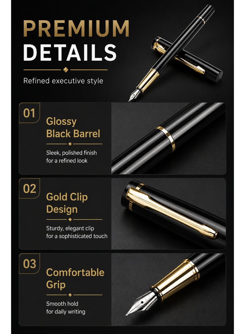 Beyond Fountain Pen Set with Gift Box, 0.5mm Fine Nib Metal Fountain Pen, Refillable, High-End Writing Pen for Men & Women - Image 4