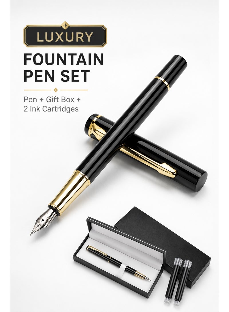 Beyond Fountain Pen Set with Gift Box, 0.5mm Fine Nib Metal Fountain Pen, Refillable, High-End Writing Pen for Men & Women - Image 1