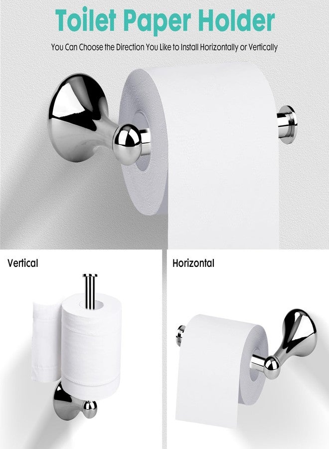 Ntipox Chrome Toilet Paper Holder Antique Wall Mount,Towel Ring,Toilet Tissue Roll Holder and Hand Towel Holder Set for Bathroom, RV, Bathroom Hardware Accessories Set Chrome - Image 2
