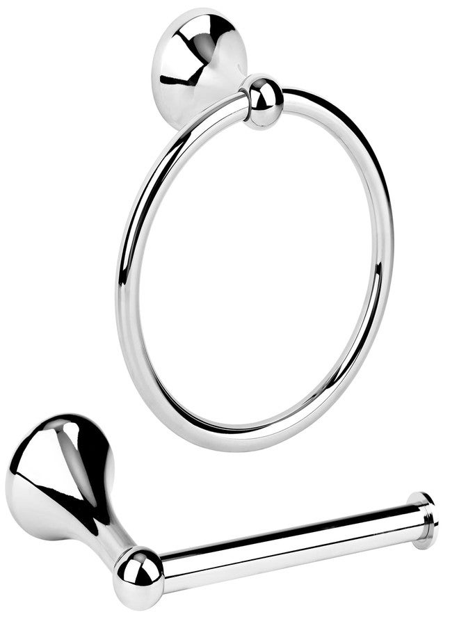 Ntipox Chrome Toilet Paper Holder Antique Wall Mount,Towel Ring,Toilet Tissue Roll Holder and Hand Towel Holder Set for Bathroom, RV, Bathroom Hardware Accessories Set Chrome - Image 1