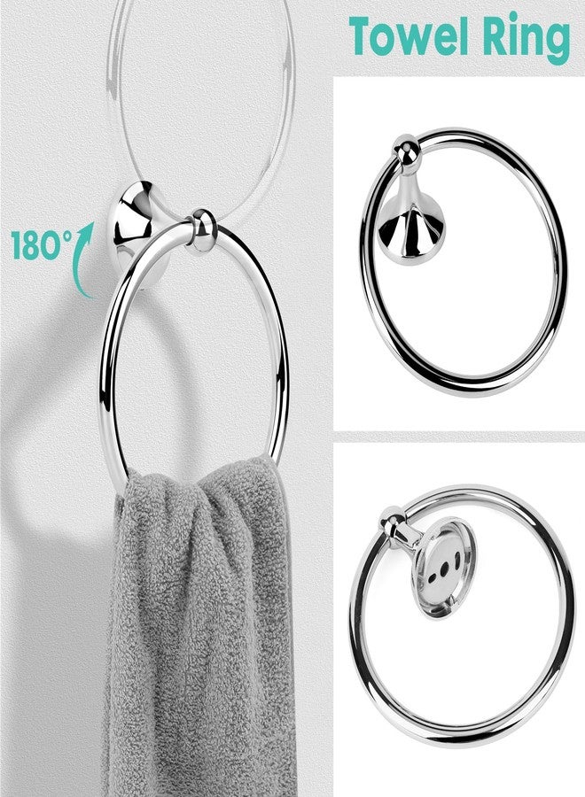 Ntipox Chrome Toilet Paper Holder Antique Wall Mount,Towel Ring,Toilet Tissue Roll Holder and Hand Towel Holder Set for Bathroom, RV, Bathroom Hardware Accessories Set Chrome - Image 3