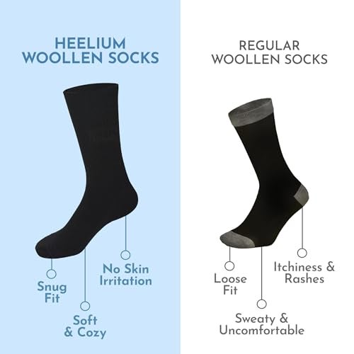 HEELIUM Woolen Socks for Men and Women | Soft, Warm & Durable Winter Socks | Non-Irritating, Thermal & Lightweight | Crew Length Socks | Perfect for Cold Weather & Winter Comfort - Image 2