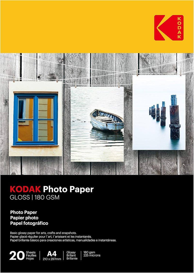 Kodak A4 Photo Paper Glossy 180gsm 225mic (Pack of 20) K5740-512 - Image 1