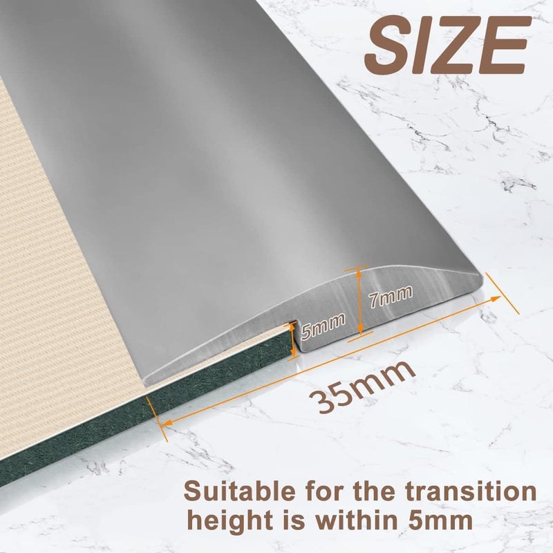 SUVEUS 10Ft Floor Transition Strip, Self Adhesive Carpet Edging Trim Strip, Threshold Strips for Threshold Height Less Than 5 mm (Grey) - Image 2