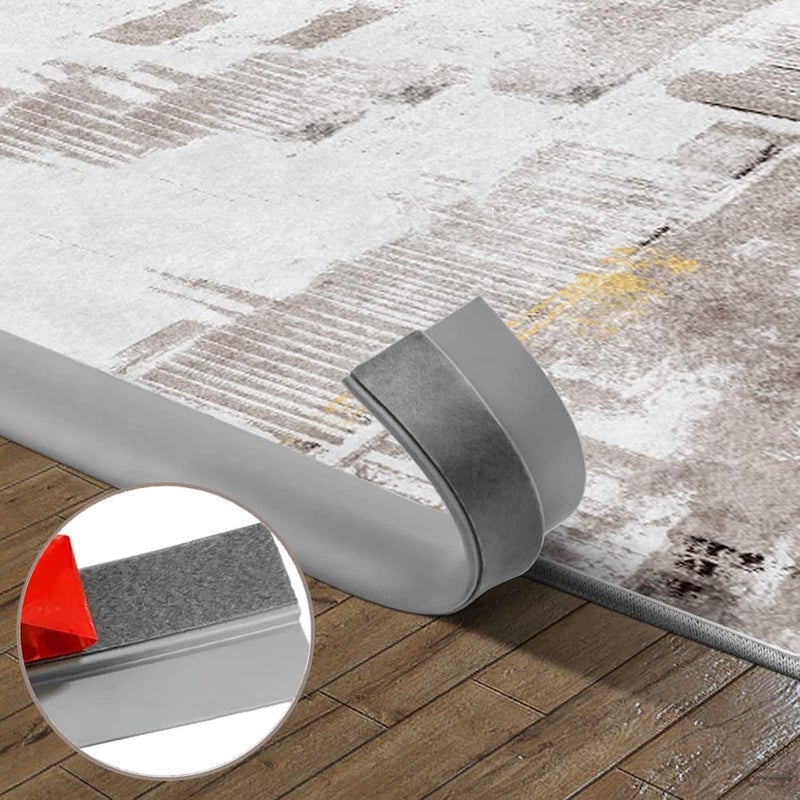SUVEUS 10Ft Floor Transition Strip, Self Adhesive Carpet Edging Trim Strip, Threshold Strips for Threshold Height Less Than 5 mm (Grey) - Image 1
