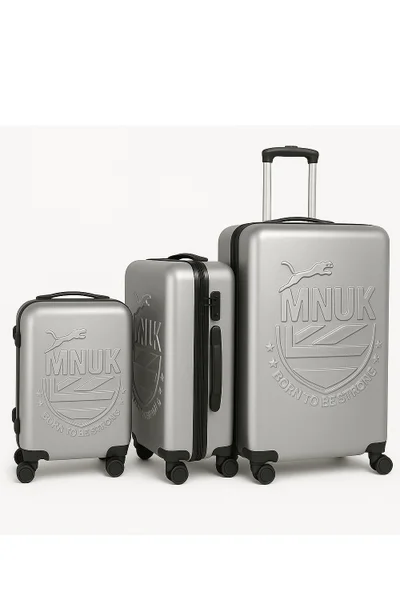 MNUK MANCHESTER Set of 3 Luggage bag| Polycarbonates &amp; ABS Hardside Luggage Trolley with TSA Lock| Double 360Â° 4 Wheeler| Cabin-20 Inch, Medium- 24 Inch, Large-28 Inch| Silver