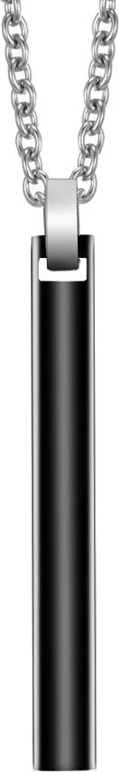 شافين Black Long Bar Enameled Steel Women's Men's Necklace EU53