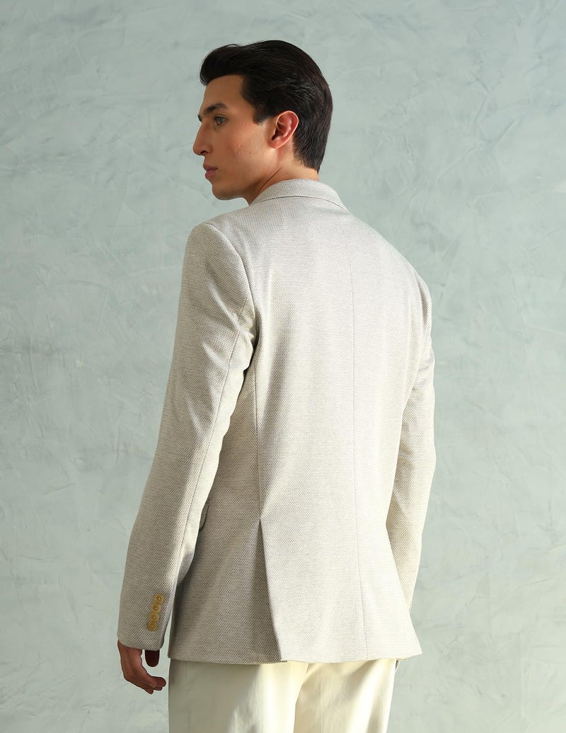 Arrow MenSlim fit Polyester Self-Design Single-breastedNotch Lapel Collar Blazer(ARADOBZ0020_Beige_44) - Image 5