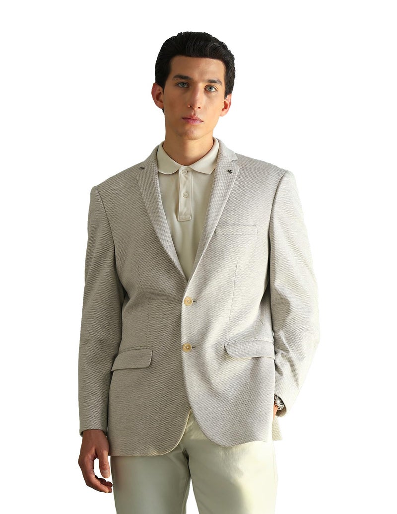 Arrow MenSlim fit Polyester Self-Design Single-breastedNotch Lapel Collar Blazer(ARADOBZ0020_Beige_44) - Image 1