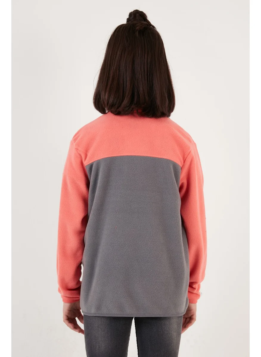 Lela Soft Textured Zippered Color Block Stand Collar Pocket Fleece Unisex Children's Fleece 5905001
