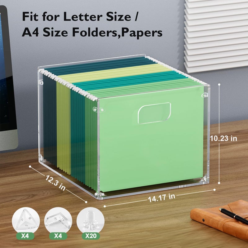 MaxGear Mesh Hanging File Organizer Box, Acrylic Filing Storage Crate for Letter/Legal Size Files, with Handles for Office, Pantry, Clothes, and Bath - Image 4