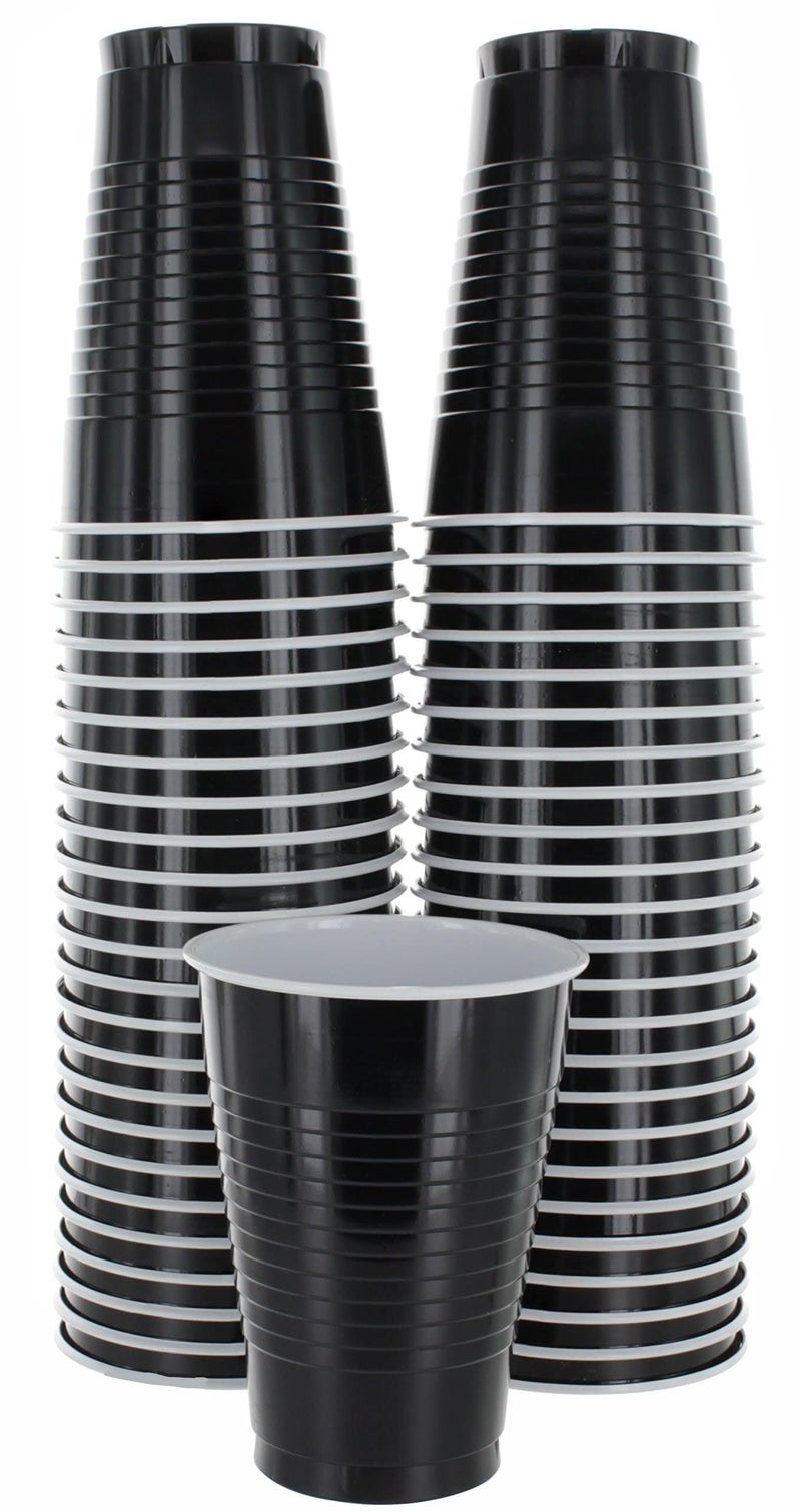 Amcrate Disposable Plastic Cups Black Colored Plastic Cups 12Ounce Plastic Party Cups Strong and Sturdy Disposable Cups for Party Wedding Christmas Halloween Party Cup 50 Pack