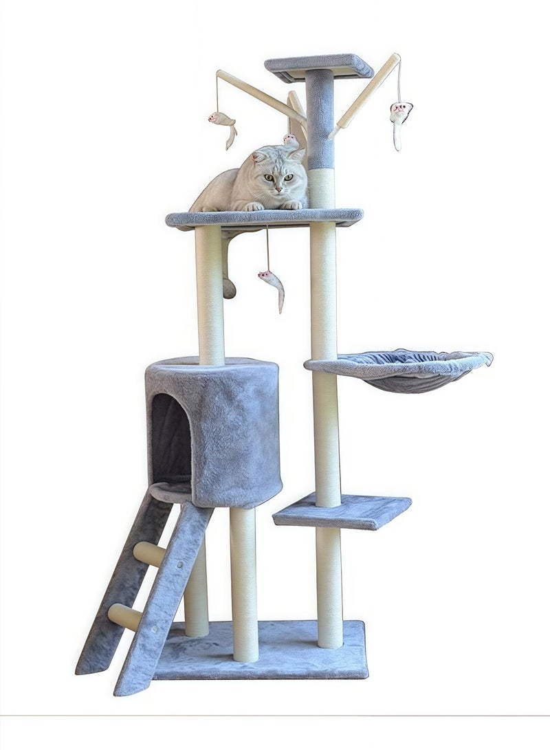Kidle Cat Tree Cat Climbing Frame Cat Scratching Post Cat House Cat Toys 138*48*34cm - Image 1