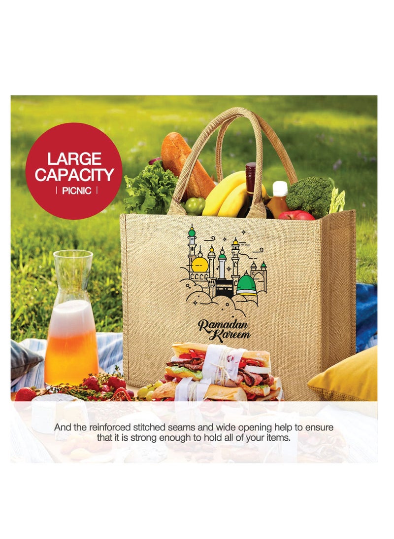 PRINTSHOP4ME Ramadan Mubarak Jute Tote Bags - Eco-Friendly Jute Grocery and Shopping Bags - Perfect for Shopping and Groceries Tote Bags - Gift for Ramadan - Ramadan Kareem Themed Jute Bag  - Image 4