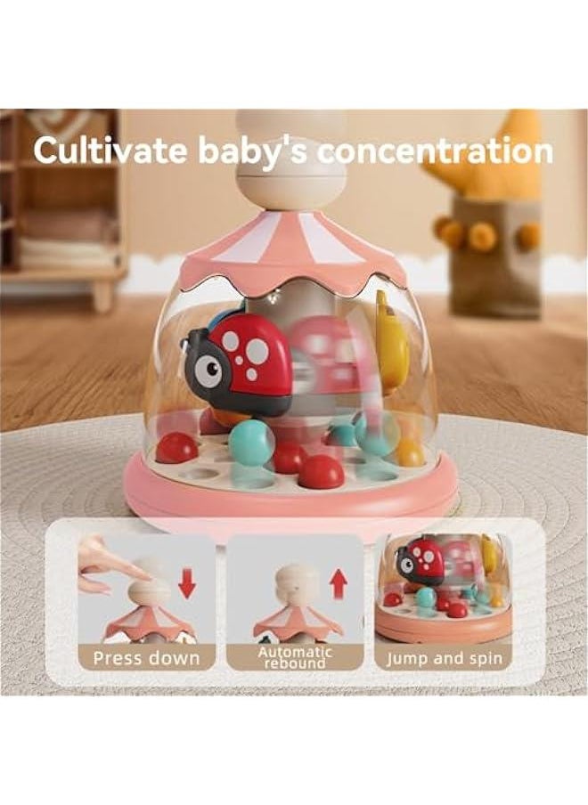 Generic - Pink Baby Toy: Spin, Tumble, and Pop for Infants - Learn Cause and Effect - Colorful Faces - 6 Months Plus - Image 1