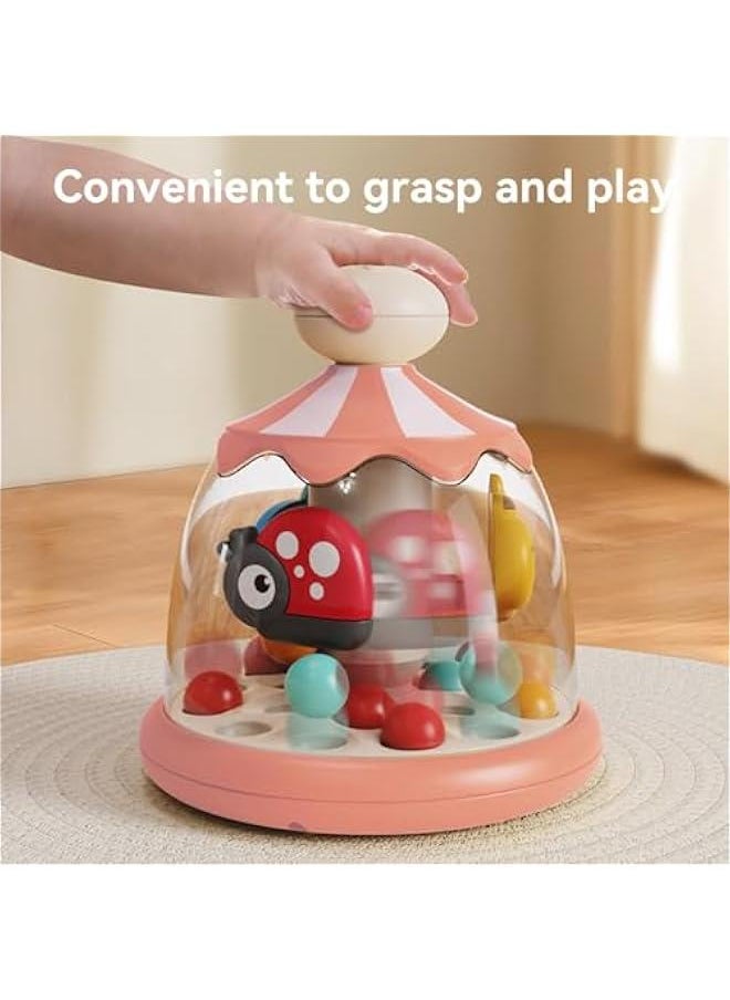 Generic - Pink Baby Toy: Spin, Tumble, and Pop for Infants - Learn Cause and Effect - Colorful Faces - 6 Months Plus - Image 1