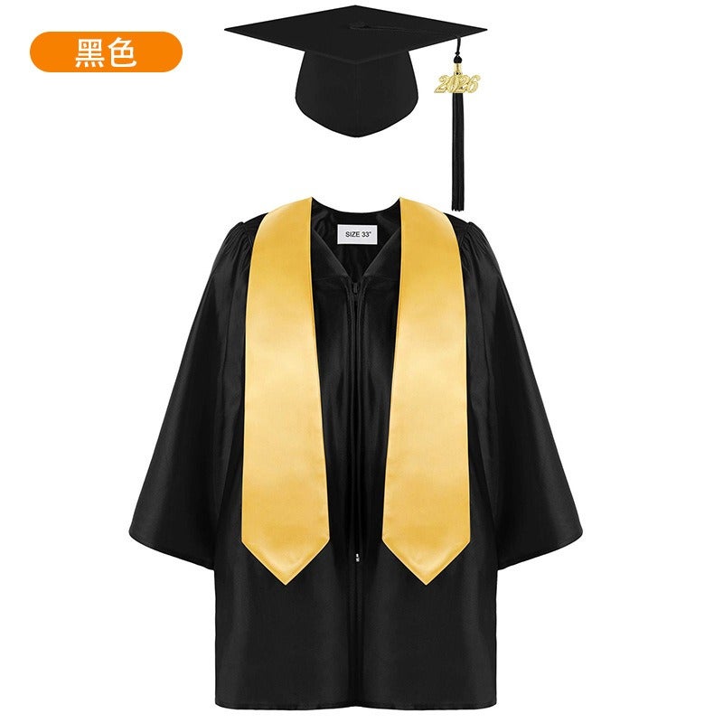 Jing Zhe Rui 2026 New Kids Graduation Gown Set with Cap - Kindergarten Elementary School Ceremony Dress, Knit Fabric, Unisex, Sizes 21-36 - Image 1