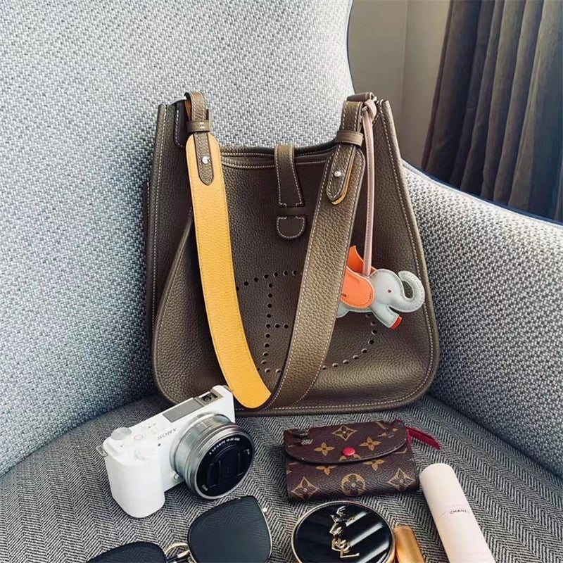 Style High-End Version Hand-Stitched Evelyn Bag First-Layer Cowhide Genuine Leather Versatile Mini Bucket Bag Single Shoulder Crossbody Bag - Image 2