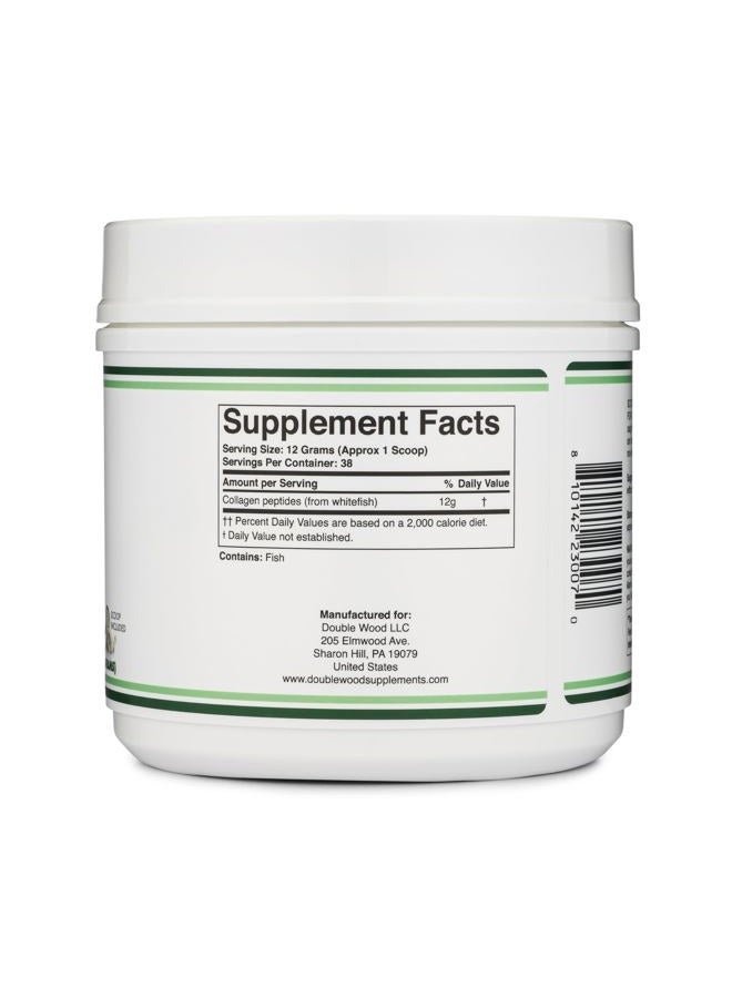 Double Wood Supplements Marine Collagen Powder (1 LB / 16 OZ of Quick Dissolve Marine Collagen Peptides) Wildcaught, Unflavored, Micronized - Scoop Included, No Fillers (38 Servings of 12 Grams Each) - Image 3