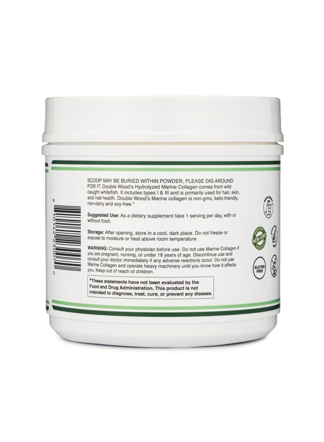 Double Wood Supplements Marine Collagen Powder (1 LB / 16 OZ of Quick Dissolve Marine Collagen Peptides) Wildcaught, Unflavored, Micronized - Scoop Included, No Fillers (38 Servings of 12 Grams Each) - Image 4
