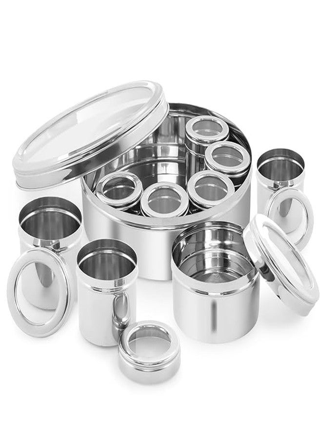 STEEPLE Stainless Steel Masala Box | 9-in-1 Airtight Spice Box with See-Through Lid | Multipurpose Spice Organizer for Kitchen | Durable & Rust-Free | Traditional Indian Spice Storage Container - Image 3
