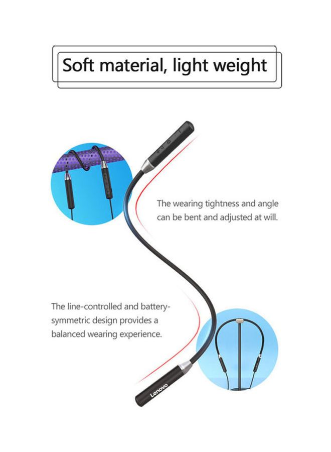 Lenovo Bluetooth 5.0 Wireless Neckband Earphones Black - Image 4
