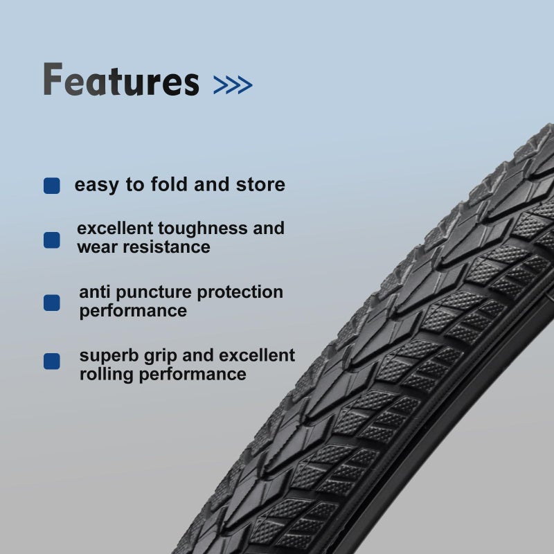 HUIOK 700x35C Bike Tire Replacement Kits 2 Pack, HUIOK Road Bike Tires 700x35C/37-622 Folding Bike Tires Replacement with 2 Tubes and 2 Levers Suitable for Bicycle Tires 700x35C 28x1 5/8x1 3/8 - Image 2