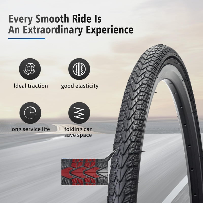 HUIOK 700x35C Bike Tire Replacement Kits 2 Pack, HUIOK Road Bike Tires 700x35C/37-622 Folding Bike Tires Replacement with 2 Tubes and 2 Levers Suitable for Bicycle Tires 700x35C 28x1 5/8x1 3/8 - Image 5
