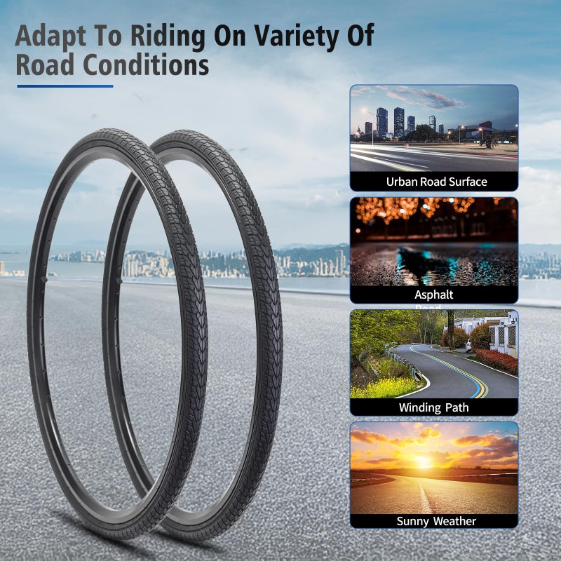 HUIOK 700x35C Bike Tire Replacement Kits 2 Pack, HUIOK Road Bike Tires 700x35C/37-622 Folding Bike Tires Replacement with 2 Tubes and 2 Levers Suitable for Bicycle Tires 700x35C 28x1 5/8x1 3/8 - Image 3