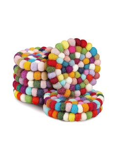 KASTWAVE Round Felt Ball Coasters, 8 Pcs Wool Colorful Absorbent Coasters, Heat Resistant Durable Thick Felt Design, Cute Table and Car Coasters, Rainbow Felt Coasters Handmade, Home Decor  - Image 1