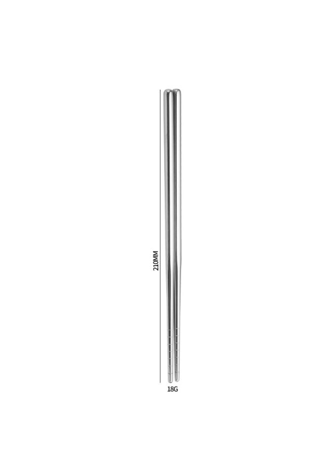 304 Stainless Steel Chopsticks Food Grade Household Hotel All-square Chopsticks High-grade Suit Anti-slip Mildew-proof Half-square Chopsticks-Specifications:Half Square Light Body 21cm [304 Material]  - Image 1