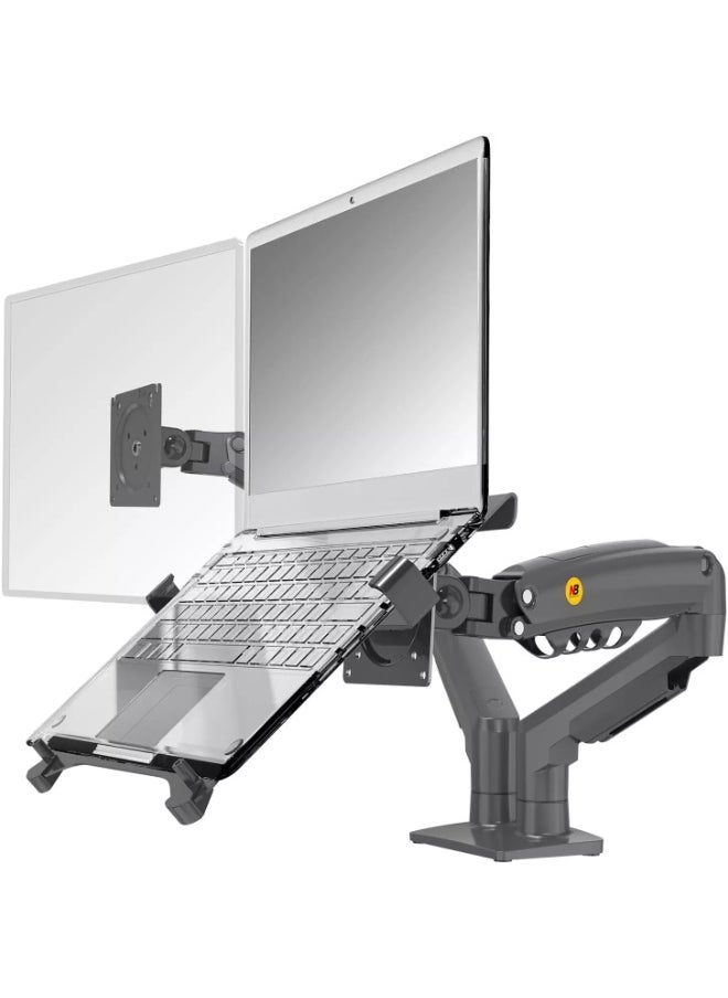 NB NORTH BAYOU F160-FP Laptop Mount with Adjustable Tray for 10-17”Notebook, Full Motion Arm with VESA Plate for 17-30” Monitor, Clamp-on Grommet Mounting  - Image 1