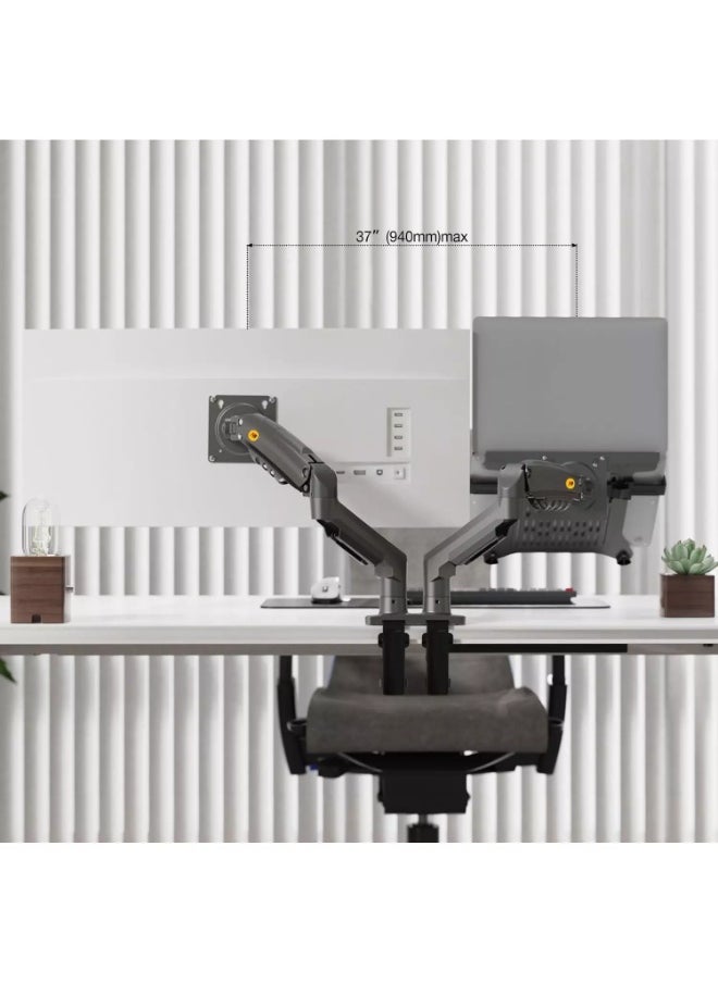 NB NORTH BAYOU F160-FP Laptop Mount with Adjustable Tray for 10-17”Notebook, Full Motion Arm with VESA Plate for 17-30” Monitor, Clamp-on Grommet Mounting  - Image 2