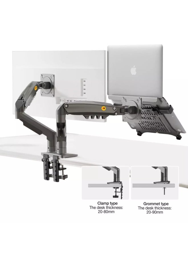 NB NORTH BAYOU F160-FP Laptop Mount with Adjustable Tray for 10-17”Notebook, Full Motion Arm with VESA Plate for 17-30” Monitor, Clamp-on Grommet Mounting  - Image 4