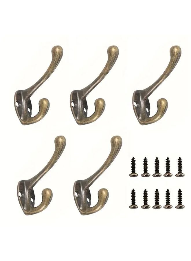 10 قطعة من خطافات المعاطف المثبتة على الحائط ذات الطراز الرجعي المتين، رف معاطف قديم برونزي - Image 2