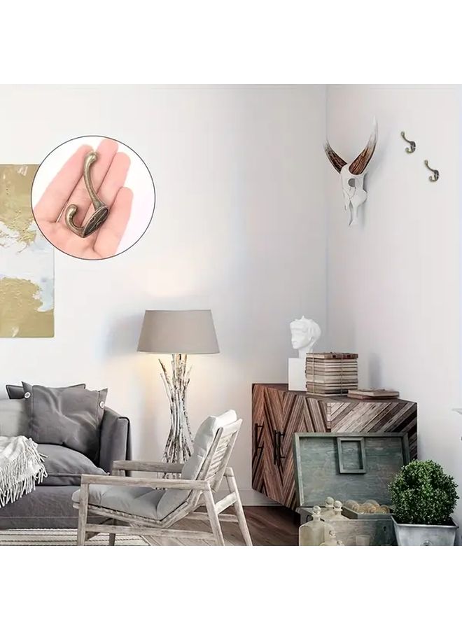 10 قطعة من خطافات المعاطف المثبتة على الحائط ذات الطراز الرجعي المتين، رف معاطف قديم برونزي - Image 5