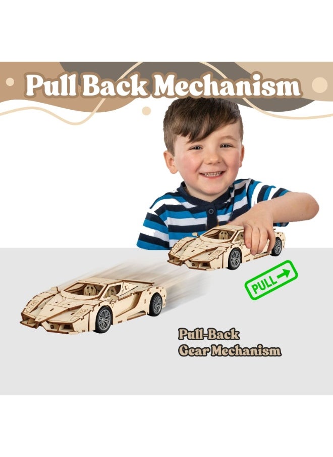 Home Smart Home Smart DIY Wooden Car for toddlers Wooden Assembly car 93 pcs set Small wooden block, instruction manual wheels and glue perfect for gift.  - Image 3