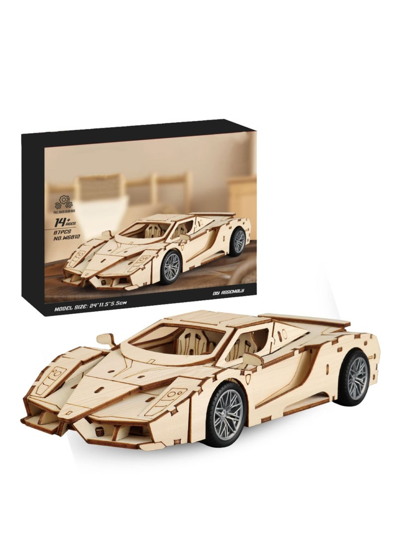 Home Smart Home Smart DIY Wooden Car for toddlers Wooden Assembly car 93 pcs set Small wooden block, instruction manual wheels and glue perfect for gift.  - Image 1