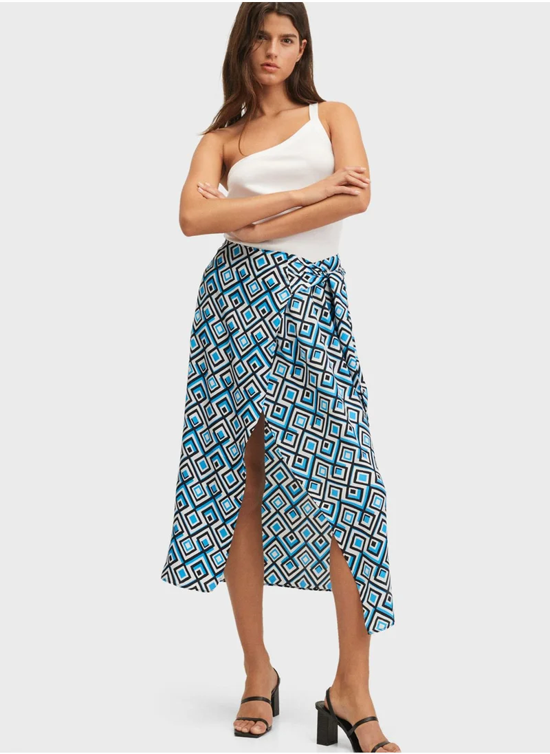 MANGO Printed Midi Skirt